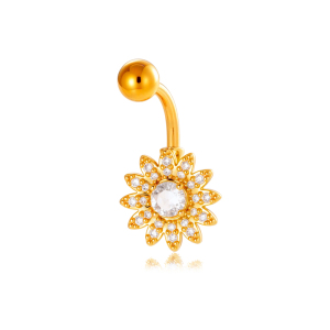 Piercing De Nombril Élégant En Forme De Fleur, De Cœur Et De Papillon, Couleur Cuivre Et Or, Zircon h5