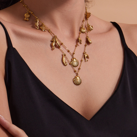 Ensembles de bijoux pour femmes en acier inoxydable Lustrous Cross, couleur or, étanches 2