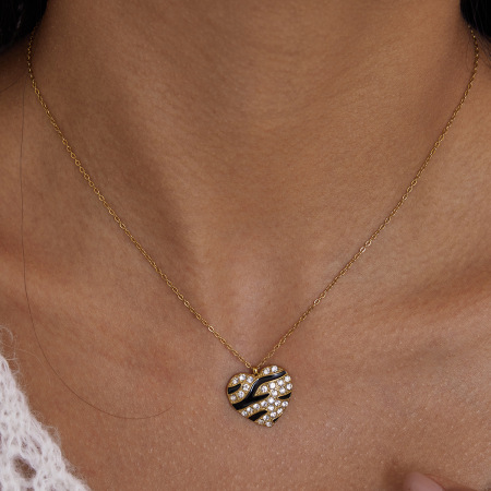 Collier pendentif femme élégant en forme de cœur, en acier inoxydable étanche, couleur or (1 pièce) 2