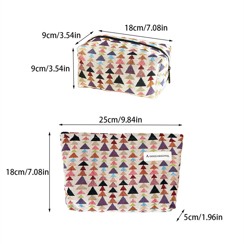 Trousse De Maquillage Pour Femme, 1 Pièce, Série Simple, Motif Rétro À Carreaux, Couleurs Mélangées, En Polyester h5Image6