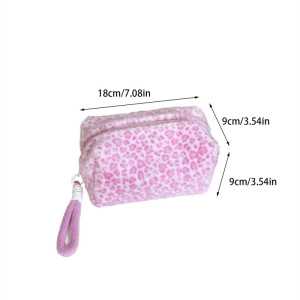 Trousse De Maquillage En Peluche Pour Femme, Motif Léopard Rétro Romantique, 1 Pièce h5 Image2
