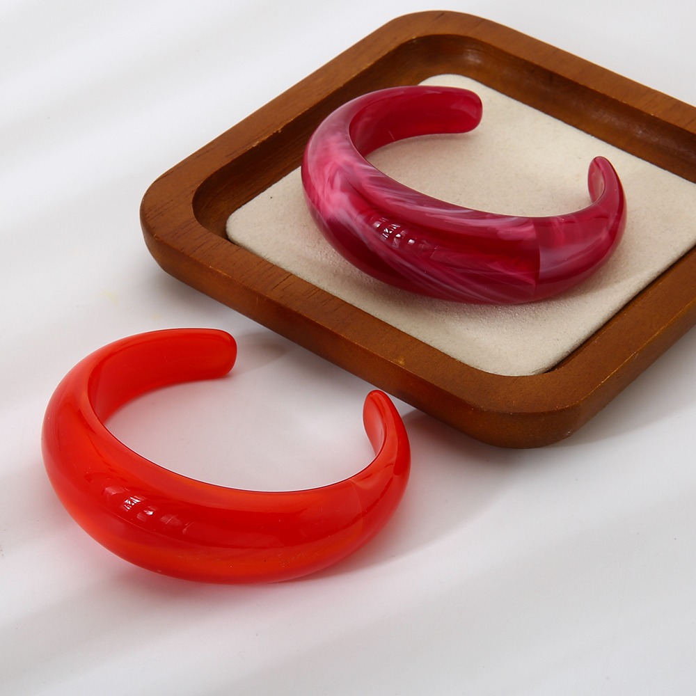 Bracelet Manchette Rétro Dégradé De Couleur En Résine Pour Femme, Série Simple, 1 Pièce Image6