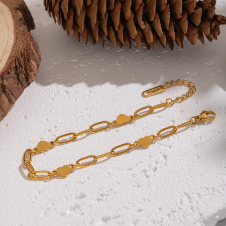 Bracelet en acier inoxydable doré étanche avec motif cœur (1 pièce) 2