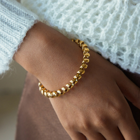 Bracelet manchette simple en acier inoxydable étanche couleur or pour femme (1 pièce).