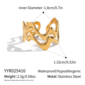 Bague Minimaliste En Acier Inoxydable Doré, De Forme Irrégulière Et Étanche (1 Pièce). h5