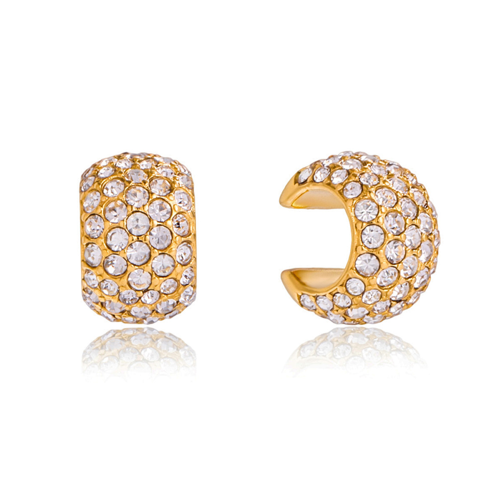 1 Pièce De Manchettes D'Oreilles Polyvalentes En Acier Inoxydable Étanche Couleur Or Avec Zircon Pour Femmes 