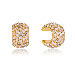 1 Pièce De Manchettes D'Oreilles Polyvalentes En Acier Inoxydable Étanche Couleur Or Avec Zircon Pour Femmes h5 
