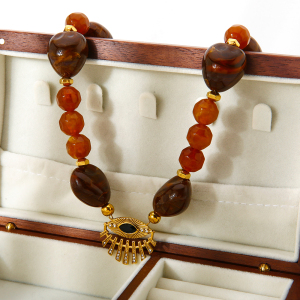 Collier De Perles Rétro Œil De Diable Pour Femme, En Acier Inoxydable Étanche, Couleur Or (1 Pièce) h5 Image5