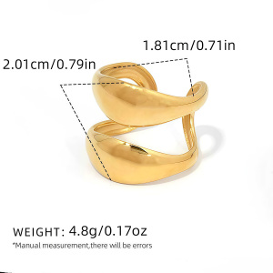 Bague Femme Simple Et Élégante, En Acier Inoxydable Doré, De Forme Irrégulière, Imperméable, À Porter Au Quotidien. h5 Image2