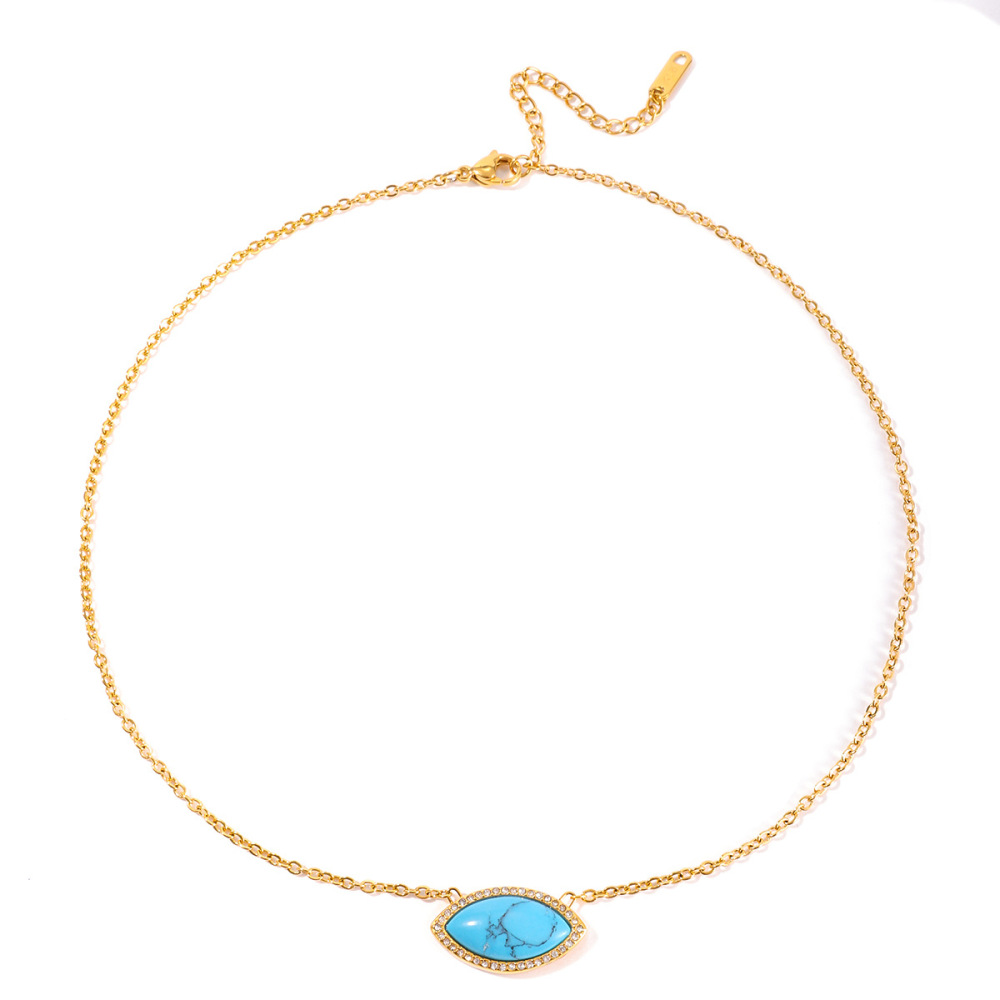 Ensembles De Bijoux Pour Femmes En Acier Inoxydable, Imperméables, Couleur Or, Ornés De Calaïte Œil De Diable Classique