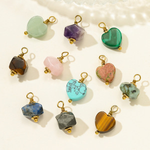 Pendentif Classique En Forme De Cœur Irrégulier, Pierres Naturelles, Couleur Or, Pour Femme h5 Image4