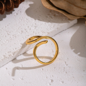 Bague Minimaliste En Acier Inoxydable Doré, Étanche, De Forme Irrégulière (1 Pièce). h5 Image5