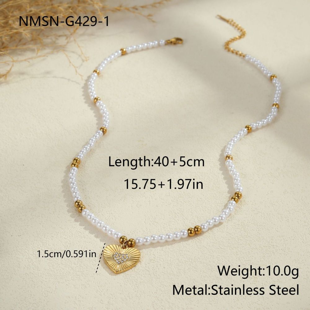 Collier Pendentif Femme Étanche En Acier Inoxydable Avec Pendentif Cœur Et Fleur (1 Pièce) 
