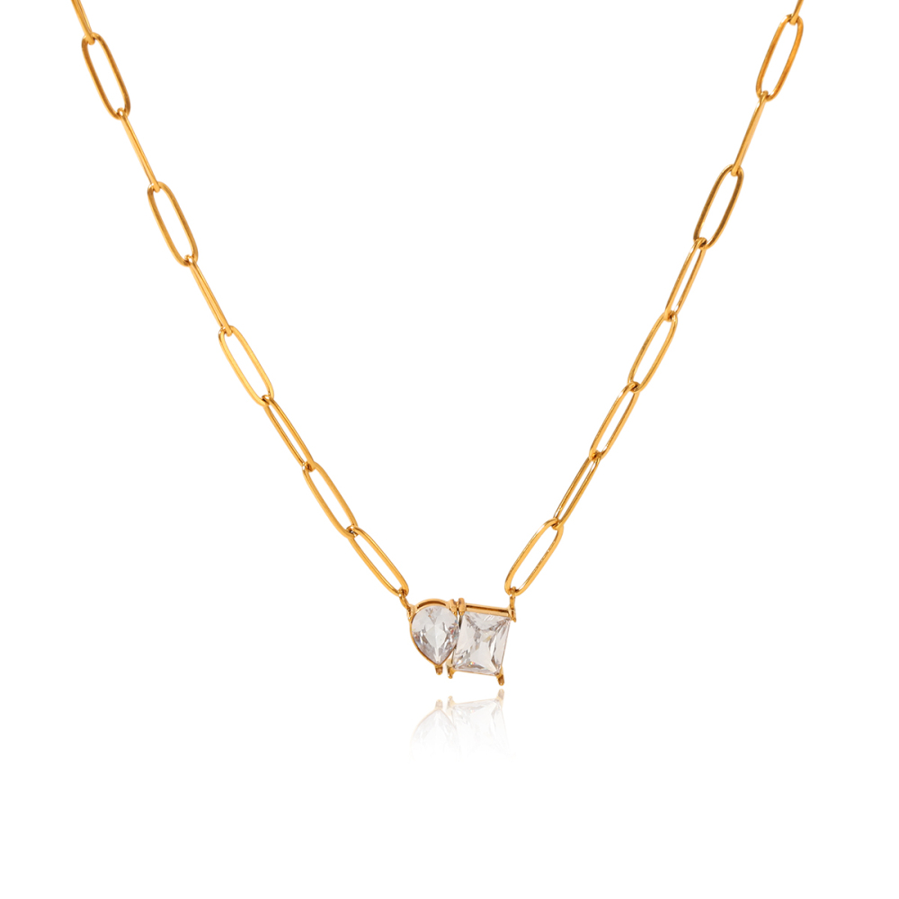 Collier Pendentif Femme Luxueux En Acier Inoxydable Imperméable Avec Zircon, De Forme Irrégulière (1 Pièce) 