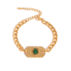 Bracelet Chaîne Femme Rétro En Acier Inoxydable, Couleur Or, Étanche, Forme Irrégulière (1 Pièce). h5 