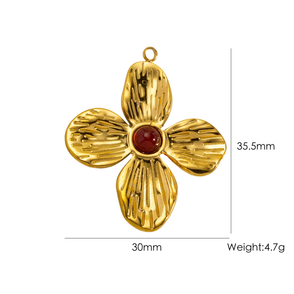Pendentif Femme En Acier Inoxydable Doré, Motif Fleur Douce (1 Pièce) 