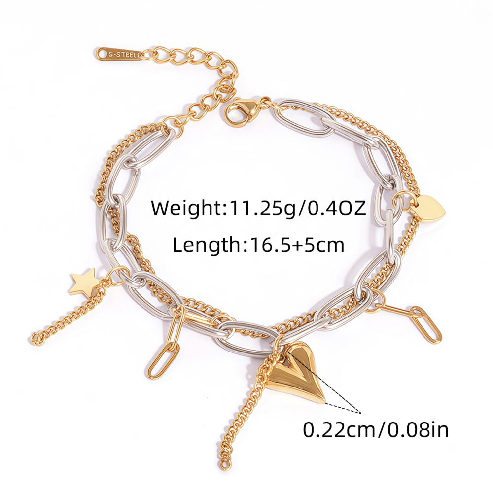 Bracelet Chaîne Femme En Acier Inoxydable Étanche, Forme Ronde Irrégulière Et Décontractée (1 Pièce). Image2