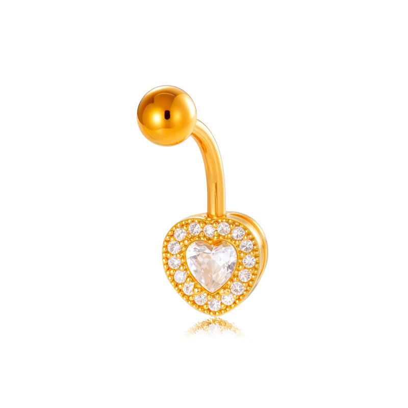 Piercing De Nombril Élégant En Forme De Fleur, De Cœur Et De Papillon, Couleur Cuivre Et Or, Zircon h5Image6