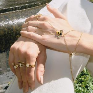 Ensembles De Bijoux Pour Femmes En Acier Inoxydable Imperméable Couleur Or, Motif Abeille Naturelle Romantique h5 Image4