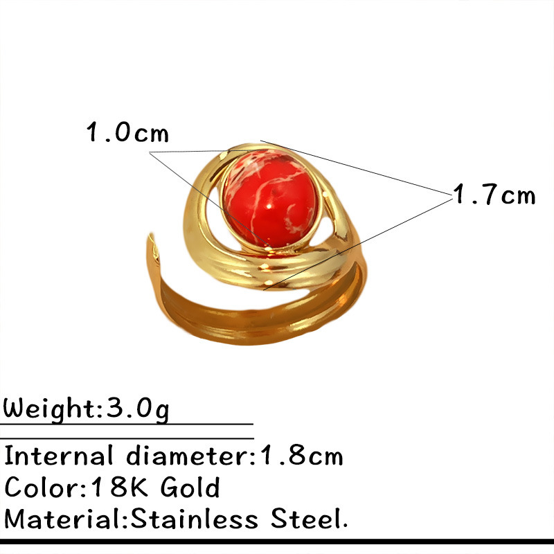 Bague Statement En Acier Inoxydable Étanche Couleur Or (1 Pièce)