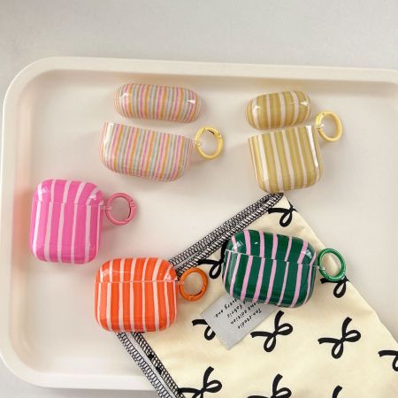 Étui pour écouteurs pour femme personnalisé à rayures colorées et créatives, 1 pièce
