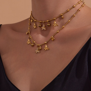 Ensembles De Bijoux Élégants Pour Femmes, En Acier Inoxydable, Imperméables, Couleur Or, Avec Zircon Et Motif Papillon. h5 Image4