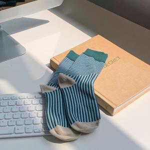 1 Paire De Chaussettes Mi-Mollet Rétro En Coton À Rayures Pour Femme h5 Image3