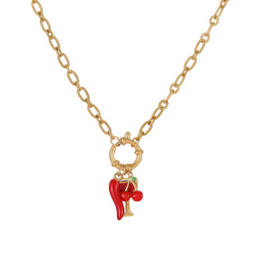 Collier Pendentif Femme Étanche En Acier Inoxydable, Forme Cerise Irrégulière Et Délicate h5 Image5