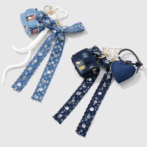 1 Pièce De Breloque De Sac En Jean Avec Nœud En Forme De Cœur h5 Image3