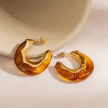 1 paire de boucles d'oreilles puces simples Daily Circle en acier inoxydable étanche couleur or pour femme 2
