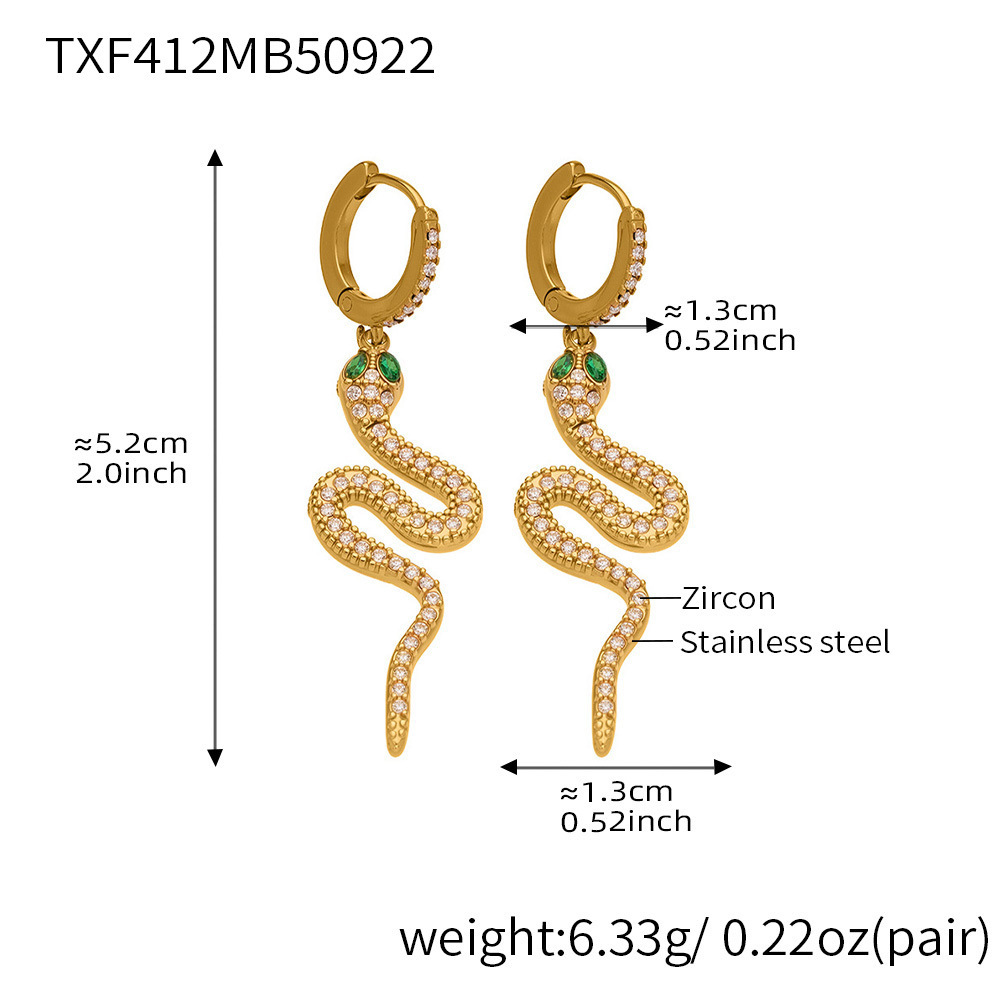 Ensembles De Bijoux Sophistiqués Pour Femmes, En Acier Inoxydable, Étanches, Couleur Or, Avec Motif Serpent Et Zircon. 