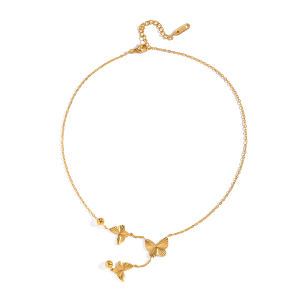 Collier Pendentif Papillon Élégant En Acier Inoxydable Étanche Couleur Or (1 Pièce) h5 Image6