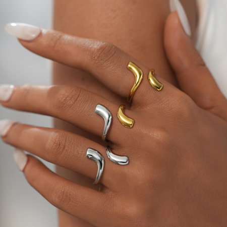 Bague femme simple, forme irrégulière, en acier inoxydable étanche