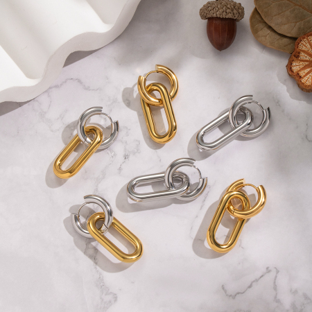 1 paire de boucles d'oreilles créoles rondes en acier inoxydable étanche couleur or 2