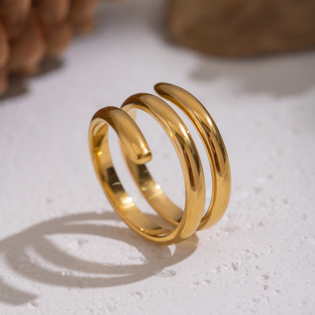 Bague minimaliste en acier inoxydable doré, de forme irrégulière et étanche (1 pièce).