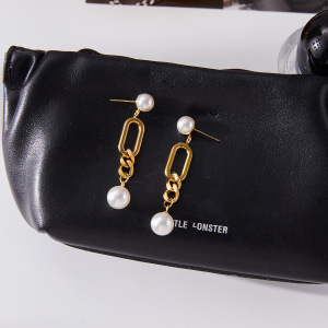 Boucles D'Oreilles Pendantes Glamour Pour Femme, En Acier Inoxydable Doré, Étanches, 1 Paire h5 Image5