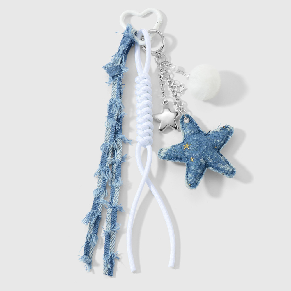 Porte-Clés Étoile En Denim (1 Pièce)