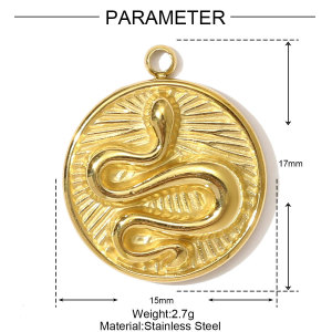 Pendentif Classique Pour Femme, Motif Animal, En Acier Inoxydable Étanche, Couleur Or (1 Pièce) h5 Image2