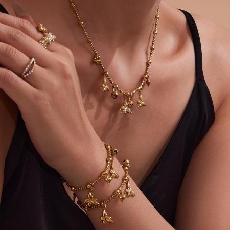 Ensembles de bijoux élégants pour femmes, en acier inoxydable, imperméables, couleur or, avec zircon et motif papillon.