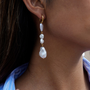 Boucles D'Oreilles Pendantes Élégantes En Acier Inoxydable Doré, Étanches, Pour Femme (1 Paire). h5 Image3