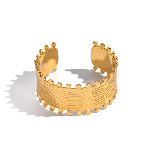 Bracelet Manchette Étanche En Acier Inoxydable Couleur Or (1 Pièce) h5 Image5