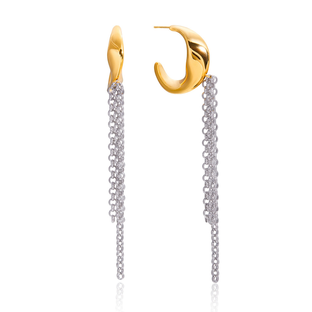 Boucles D'Oreilles Pendantes Minimalistes À Pompons, En Acier Inoxydable Étanche, Couleur Or Et Argent, Pour Femme (1 Paire). 