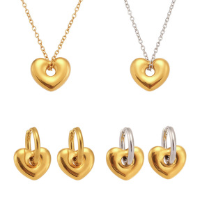 Ensembles De Bijoux Minimalistes En Acier Inoxydable Imperméable, En Forme De Cœur, Aux Couleurs Or Et Argent. h5 Image7