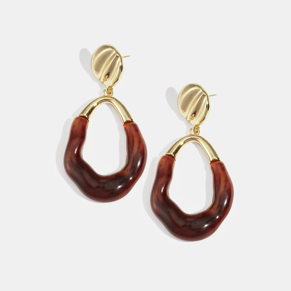 1 Paire De Boucles D'Oreilles Pendantes En Résine De Forme Irrégulière 