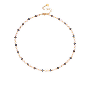 Collier À Maillons Ethnique Bohème En Acier Inoxydable, Couleur Or, Avec Perles Et Structure Imperméable (1 Pièce) h5 Image5