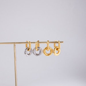 1 Paire De Boucles D'Oreilles Créoles Simples En Acier Inoxydable, Couleurs Or Et Argent, Étanches, Pour Femmes h5 Image5