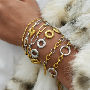 Bracelet Chaîne Femme En Acier Inoxydable Étanche, Forme Ronde Irrégulière Et Décontractée (1 Pièce). h5 Image6