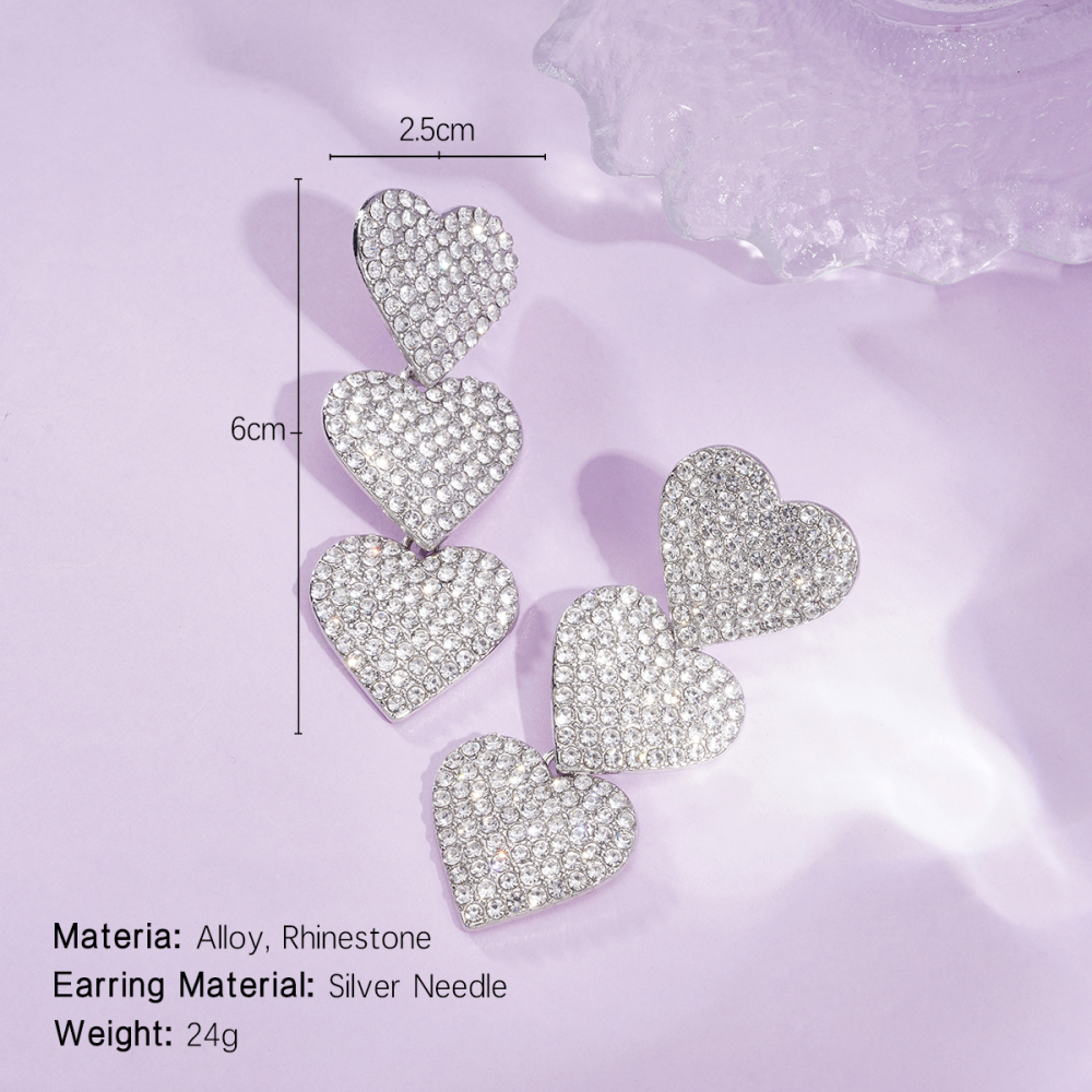 Boucles D'Oreilles Festives En Alliage En Forme De Cœur (1 Paire) 