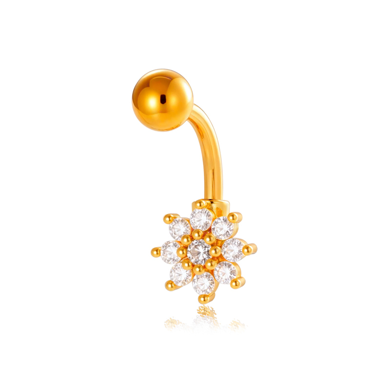 Piercing De Nombril Triangulaire Quotidien En Cuivre Doré Et Zircon h5Image6