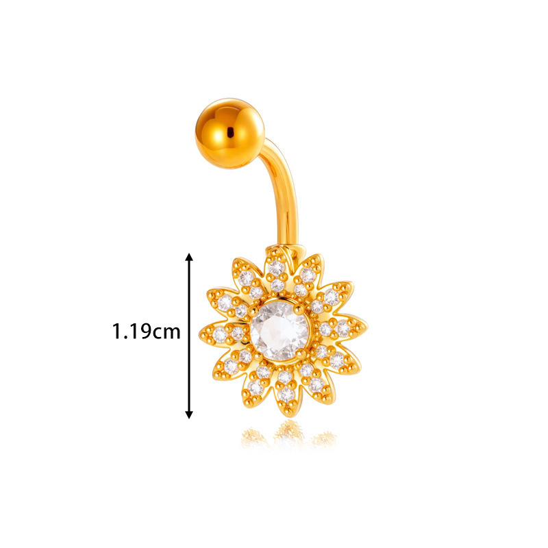 Piercing De Nombril Élégant En Forme De Fleur, De Cœur Et De Papillon, Couleur Cuivre Et Or, Zircon h5Image2